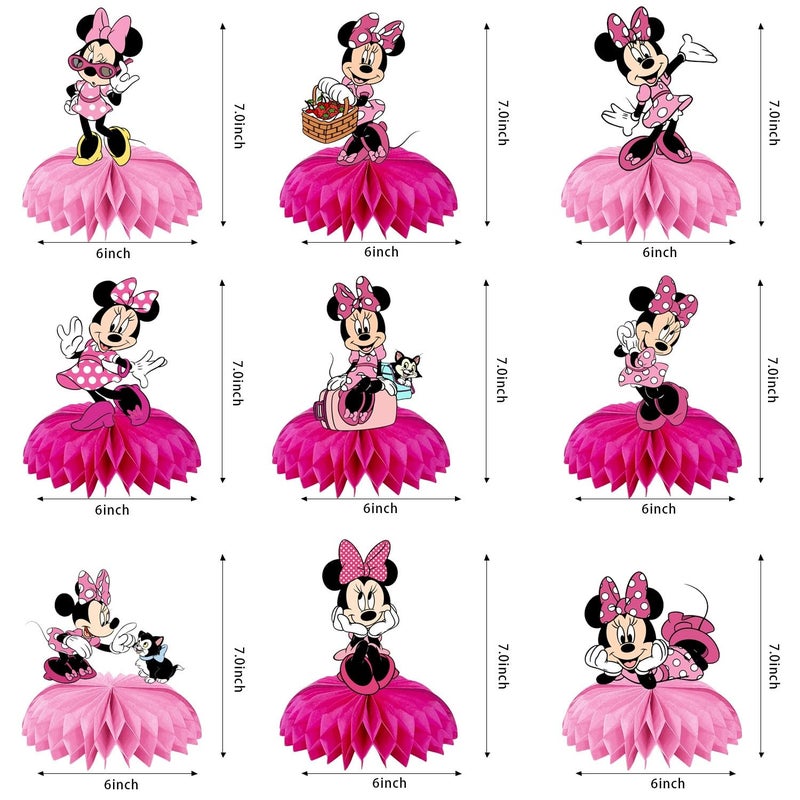 Trifoot Cartoon Birthday Decorations, Cute Honeycomb Table Centerpiece, 3D Table Decorations Birthday Party Supplies Party Decorations (Pink) - Image 5