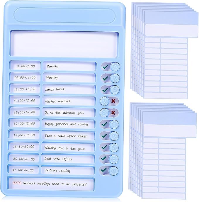 ZIVIK Habit Tracker Daily Planner Board for Kids & Adults | Reusable To-Do List Chore Chart with 15 Detachable Cards, Weekly Record & Motivation Paper | Plastic Checklist Routine Planner (Blue) - Image 1