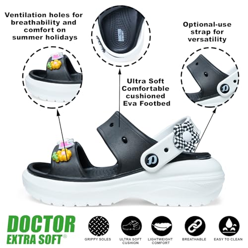 DOCTOR EXTRA SOFT Women's Classic & Premium Casual Clogs/Sandals with Cute Charms for Adult | Comfortable & LightWeight| Stylish & Anti-Skid | Waterproof Everyday Cushion Slippers Girls/Ladies D-554 - Image 2