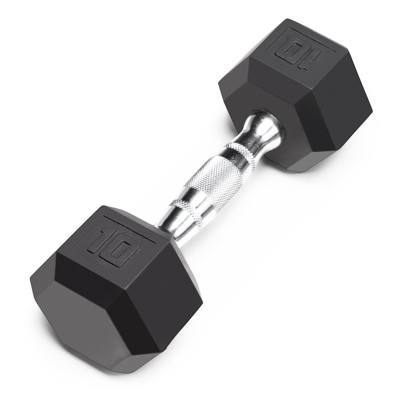Marcy Classic Rubber Hex Dumbbell with Knurled Grip for Strength Training and Bodybuilding 10-lbs Single Dumbbell IBRH-010 - Image 1