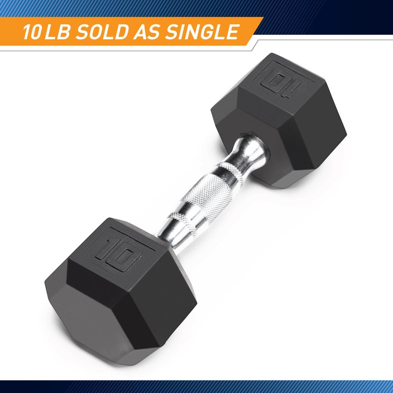 Marcy Classic Rubber Hex Dumbbell with Knurled Grip for Strength Training and Bodybuilding 10-lbs Single Dumbbell IBRH-010 - Image 2