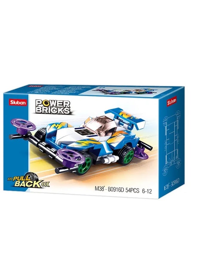 Sluban Sluban - Power Bricks Mixed Vehicles Blue & Purple Speeder Model 54 Pieces - M38-B0916D  - Image 1