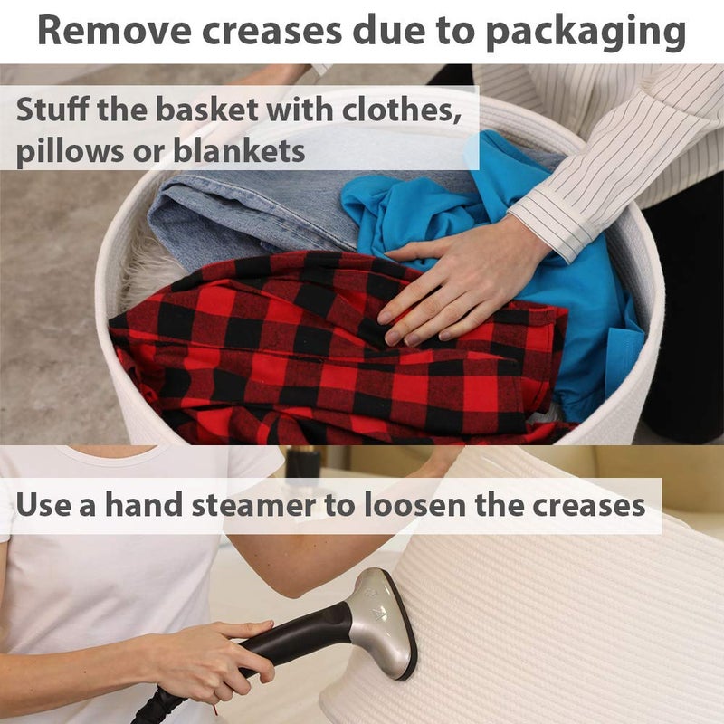 Cottonphant 20" x 20" x 15" Extra Large Storage Basket with Lid, Cotton Rope Storage Baskets, Laundry Hamper, Cloth Bin, for Clothes Towels Blankets Pillows Storage in Living Room, Full White Basket with Cover - Image 5