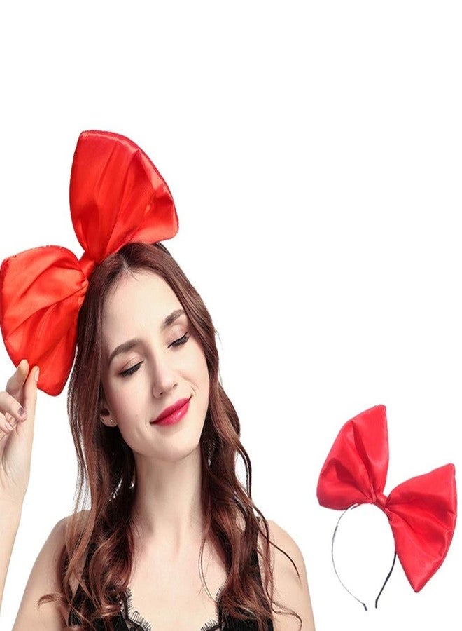 Ebonee Bow Headband Bowknot Hair Bands for Halloween, Women Red Big Hairs Bows Hairband, 10'' Huge Bow Hair Hoop for Cosplay Costume Party Holiday Decoration - Image 3