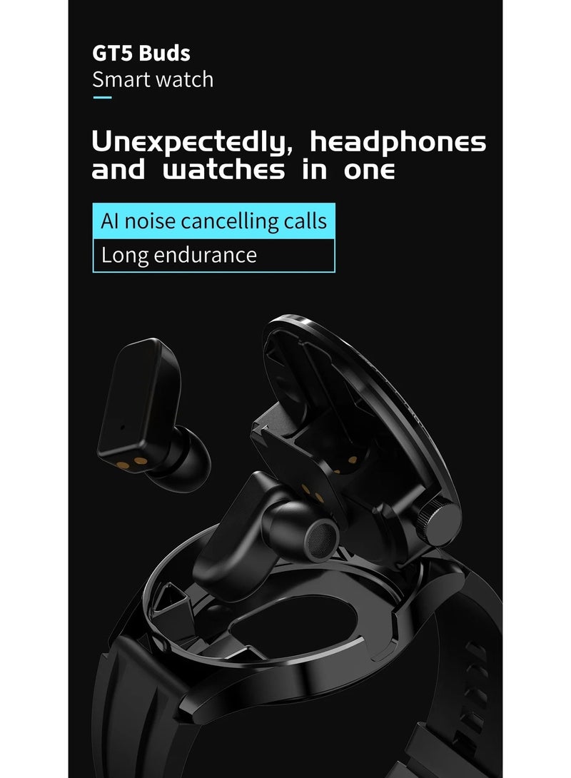 ساعة ذكية جديدة GT5BUDS للرجال/النساء TWS ساعة سماعة 2 في 1 بلوتوث دعوة مراقب معدل ضربات القلب Eublood الأكسجين IP67 مقاوم للماء لنظام IOS - Image 3
