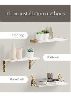 KYD Set of 3 Wall Shelves for Bedroom Decor, Floating Wall Shelves for Living Room Kitchen Storage, Wall Mounted Rustic Wood Shelves for Kids Books, Small Shelf for Bathroom  - Image 3