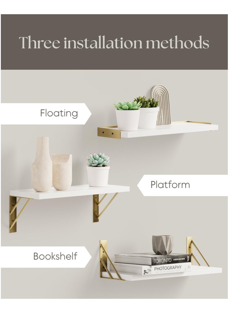 KYD Set of 3 Wall Shelves for Bedroom Decor, Floating Wall Shelves for Living Room Kitchen Storage, Wall Mounted Rustic Wood Shelves for Kids Books, Small Shelf for Bathroom  - Image 3