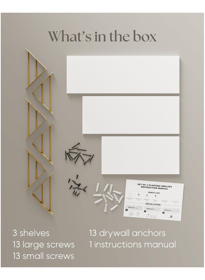 KYD Set of 3 Wall Shelves for Bedroom Decor, Floating Wall Shelves for Living Room Kitchen Storage, Wall Mounted Rustic Wood Shelves for Kids Books, Small Shelf for Bathroom  - Image 5