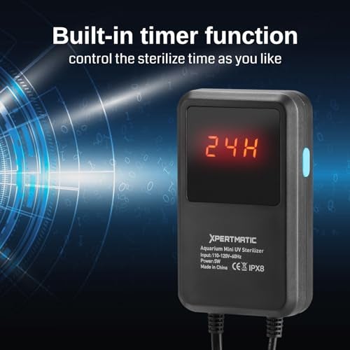 SainSmart XpertMatic Aquarium Sterilizer Light, 5W Mini Submersible Sanitizer with Timer Aquarium, Waterproof Lamp Cleaning Green and Algae for Fish Tank, Pond, Swimming Pool, Saltwater, Freshwater - Image 5