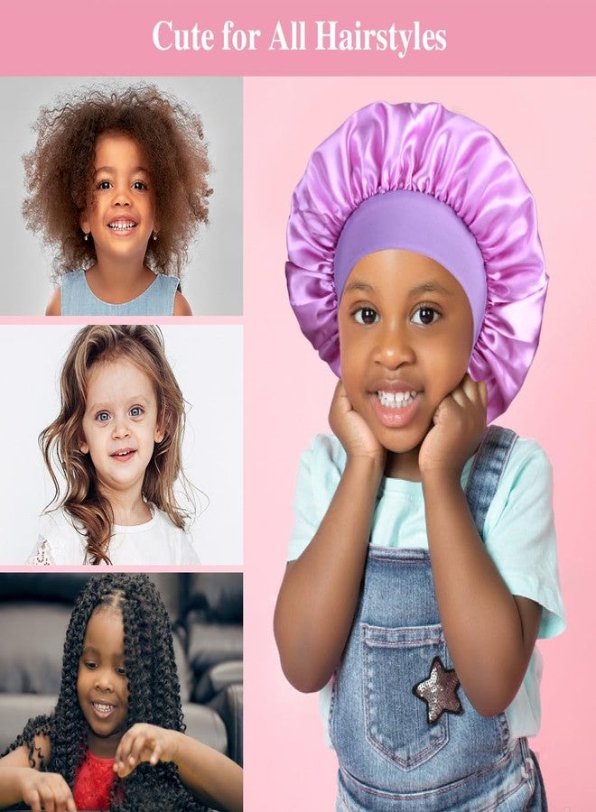 Heniho 3pcs Satin Bonnets for Kids Sleeping, Cute Hair Bonnet with Scrunchies for Girls Curly Hair, C - Image 3