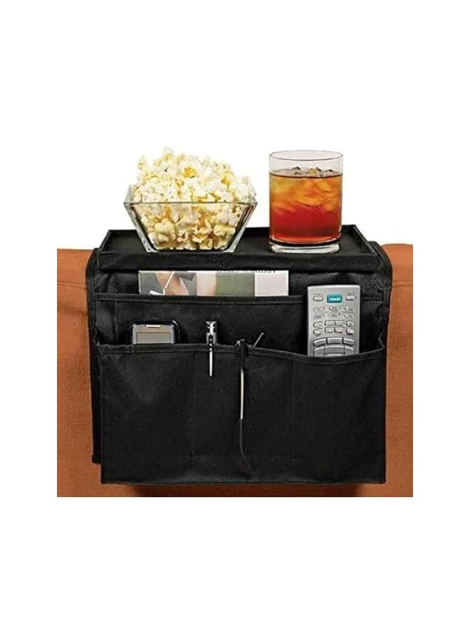 The Bros Sofa Armrest Organizer, with Cup Holder Tray Chair Arm TV Remote Holder, for Recliner Couch Armchair Caddy(black) - Image 5