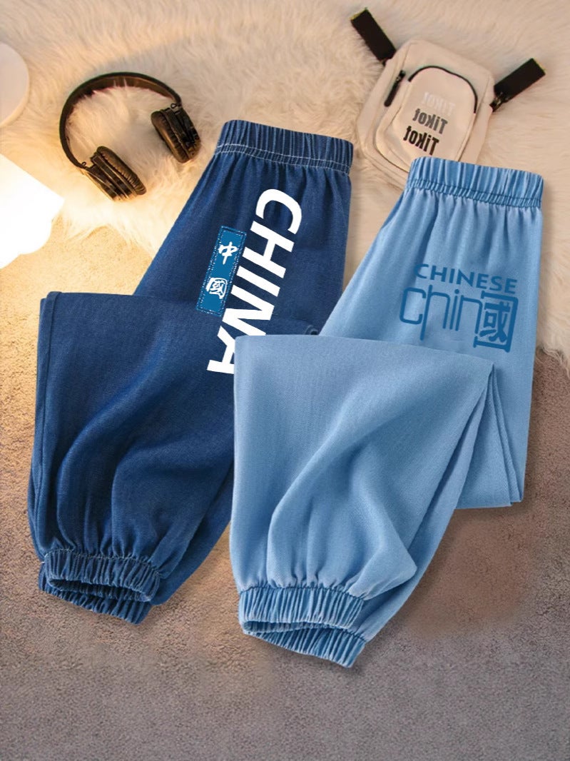 Boys' Summer Pants Stylish Ice Silk Denim Children'S Versatile Anti-Mosquito Pants Cartoon Long Pants For Older Children - Image 3
