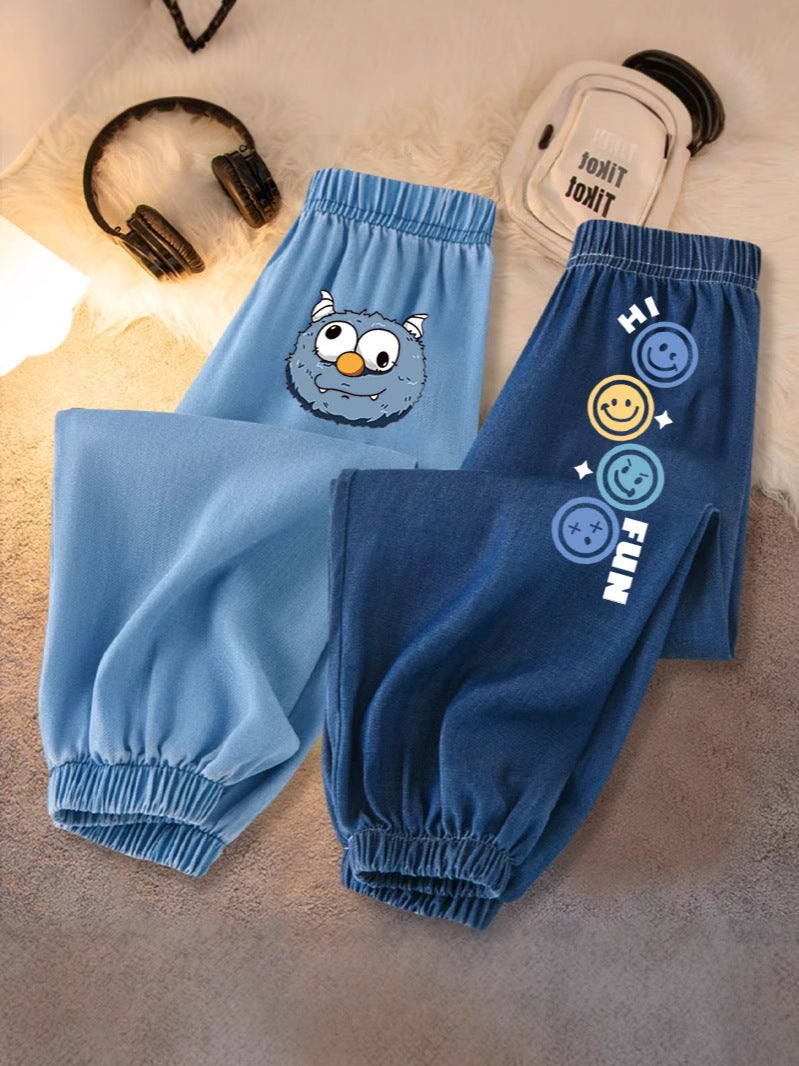 Boys' Summer Pants Stylish Ice Silk Denim Children'S Versatile Anti-Mosquito Pants Cartoon Long Pants For Older Children - Image 4