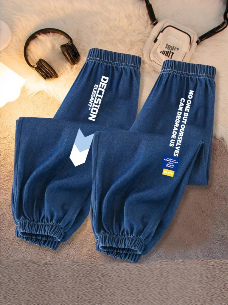 Boys' Summer Pants Stylish Ice Silk Denim Children'S Versatile Anti-Mosquito Pants Cartoon Long Pants For Older Children - Image 5