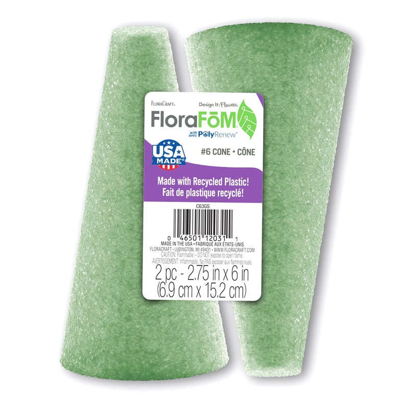 FloraCraft FloraFM 2 Piece Cone 275 Inch x 6 Inch Green