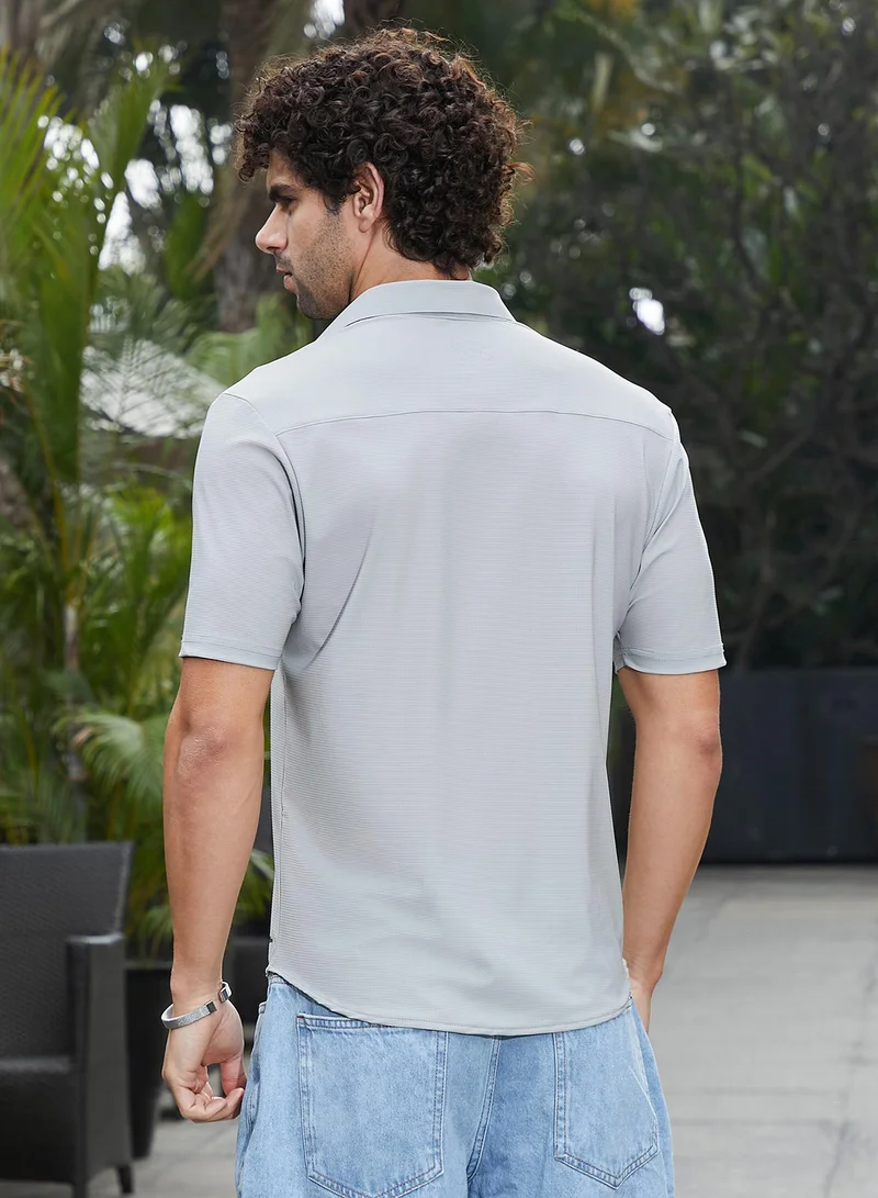 CAHOOT Cloud Grey Men's Cloud Grey Seamless Waffle Shirt for Men | Best Price UAE
