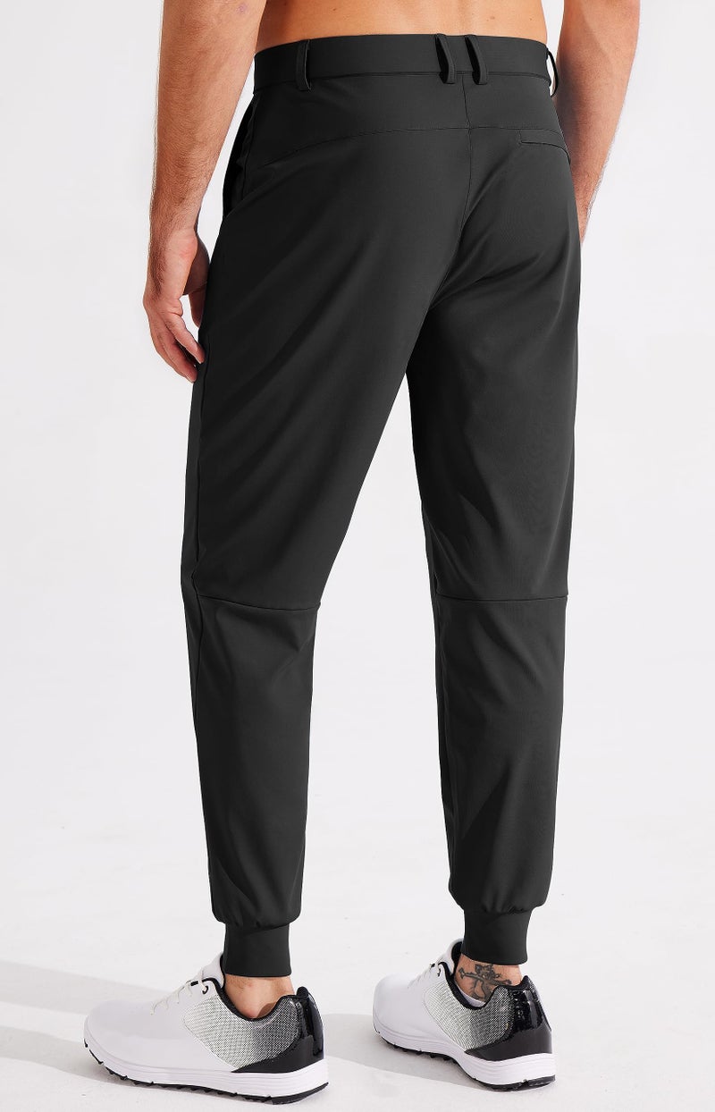 Libin Men's Golf Pants Joggers Lightweight Quick Dry 3 Pockets Slim Fit Soft Stretchy Tapered Leg Work Dress Pants Athletic, Black L - Image 2
