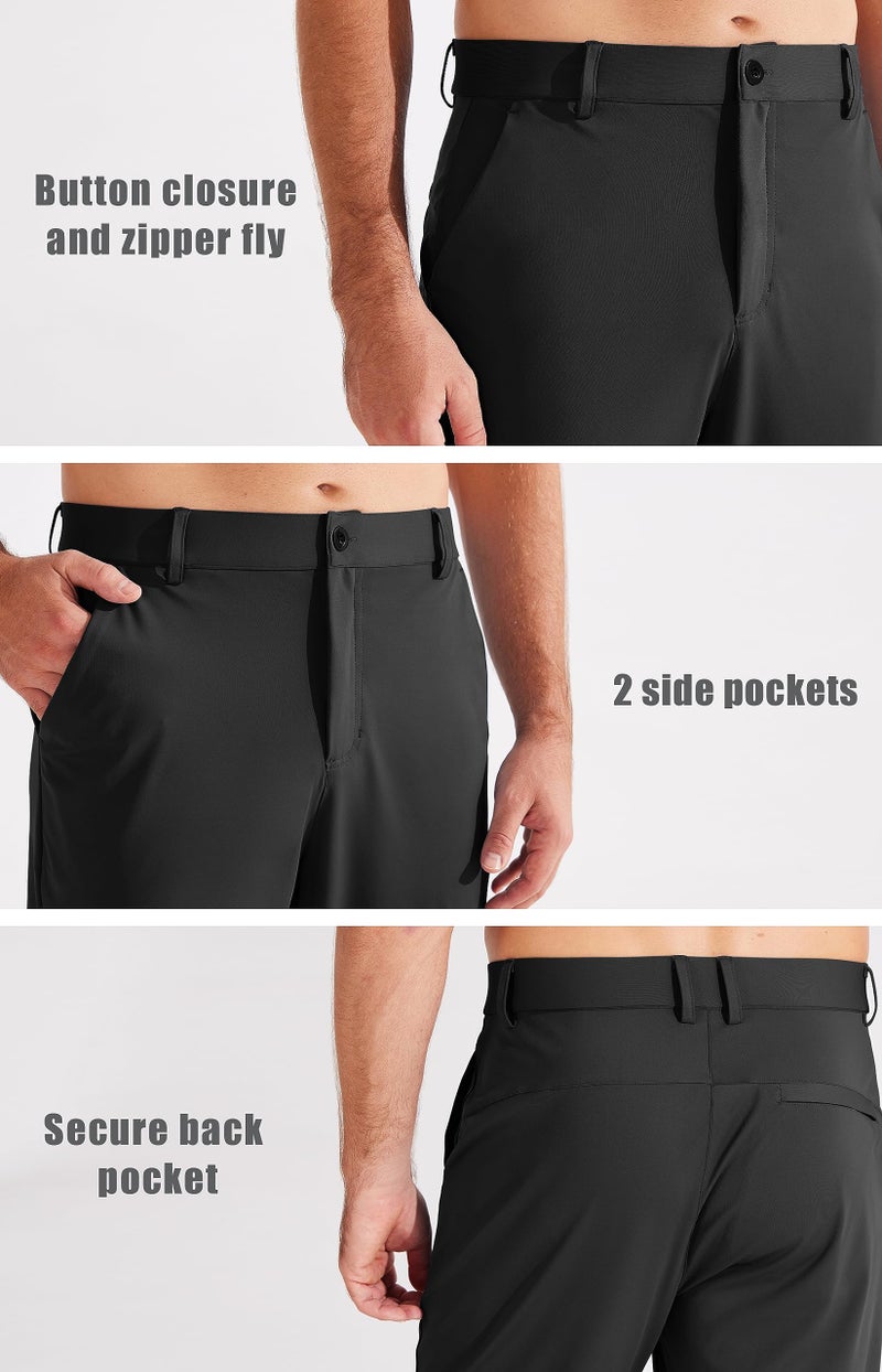 Libin Men's Golf Pants Joggers Lightweight Quick Dry 3 Pockets Slim Fit Soft Stretchy Tapered Leg Work Dress Pants Athletic, Black L - Image 4