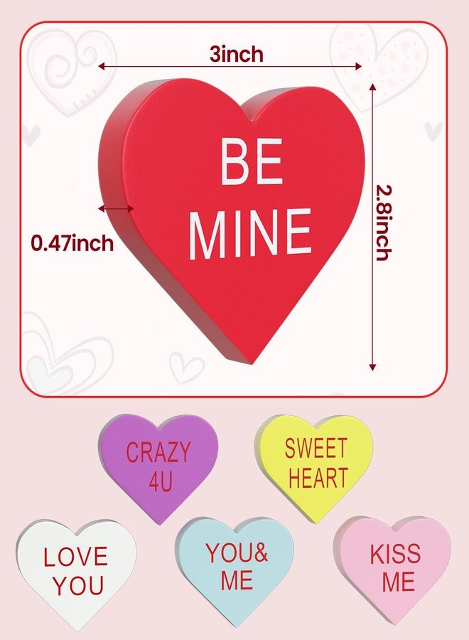 OLANRUN Valentines Day Decorations, 6 PCS Double Printed Conversation Hearts Decorations, Valentines Day Tiered Tray Decor Set Wooden Hearts for Crafts, Valentine's Day Decorations for The Home Table - Image 5