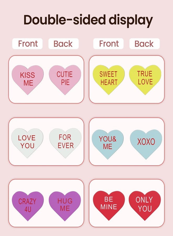 OLANRUN Valentines Day Decorations, 6 PCS Double Printed Conversation Hearts Decorations, Valentines Day Tiered Tray Decor Set Wooden Hearts for Crafts, Valentine's Day Decorations for The Home Table - Image 4