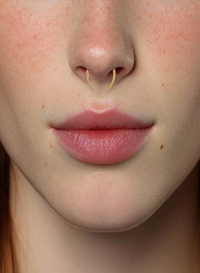 Yolev 9PCS 16g Horseshoe Septum Ring for Women Surgical Stainless Steel Septum Nose Rings 10mm Nose Septum Piercing Jewelry Eyebrow Lip Rings Men Balls & Spikes Snake Bite Gold - Image 3