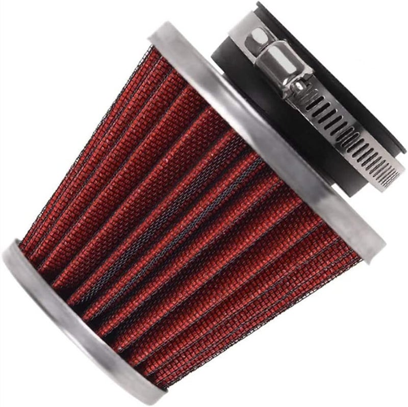 evermotor Universal Red Double Layer Steel Air Filter Motorcycle Scooter ATV Moped Quad 52mm 53mm 54mm - Image 1