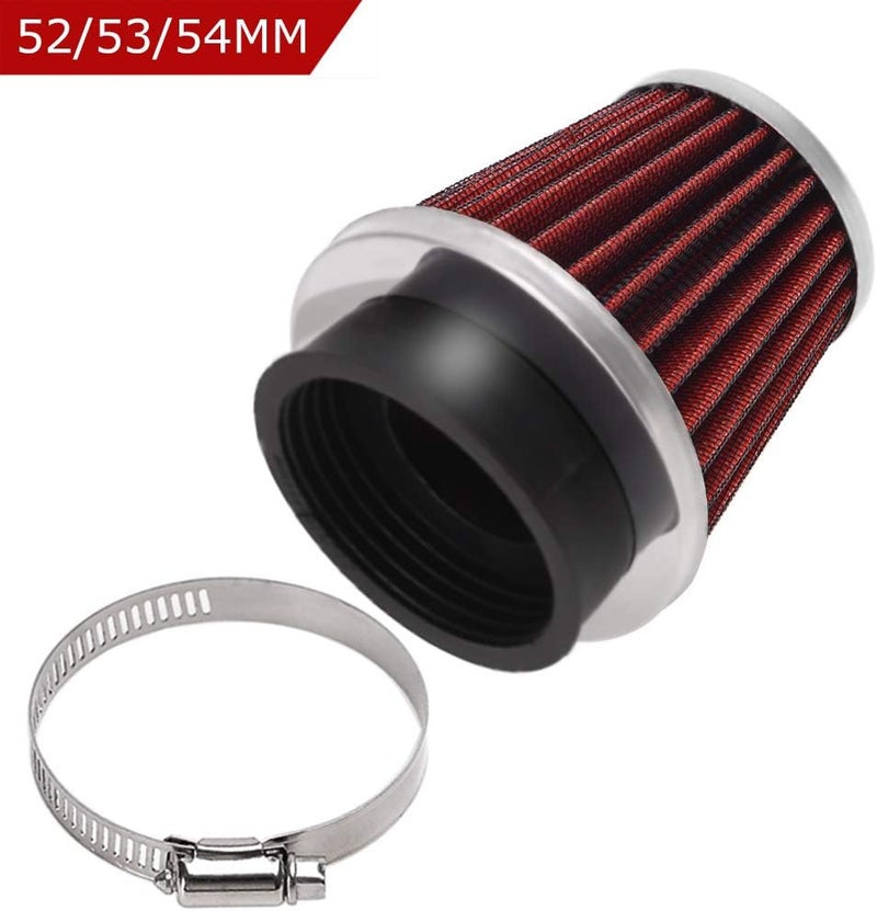 evermotor Universal Red Double Layer Steel Air Filter Motorcycle Scooter ATV Moped Quad 52mm 53mm 54mm - Image 2