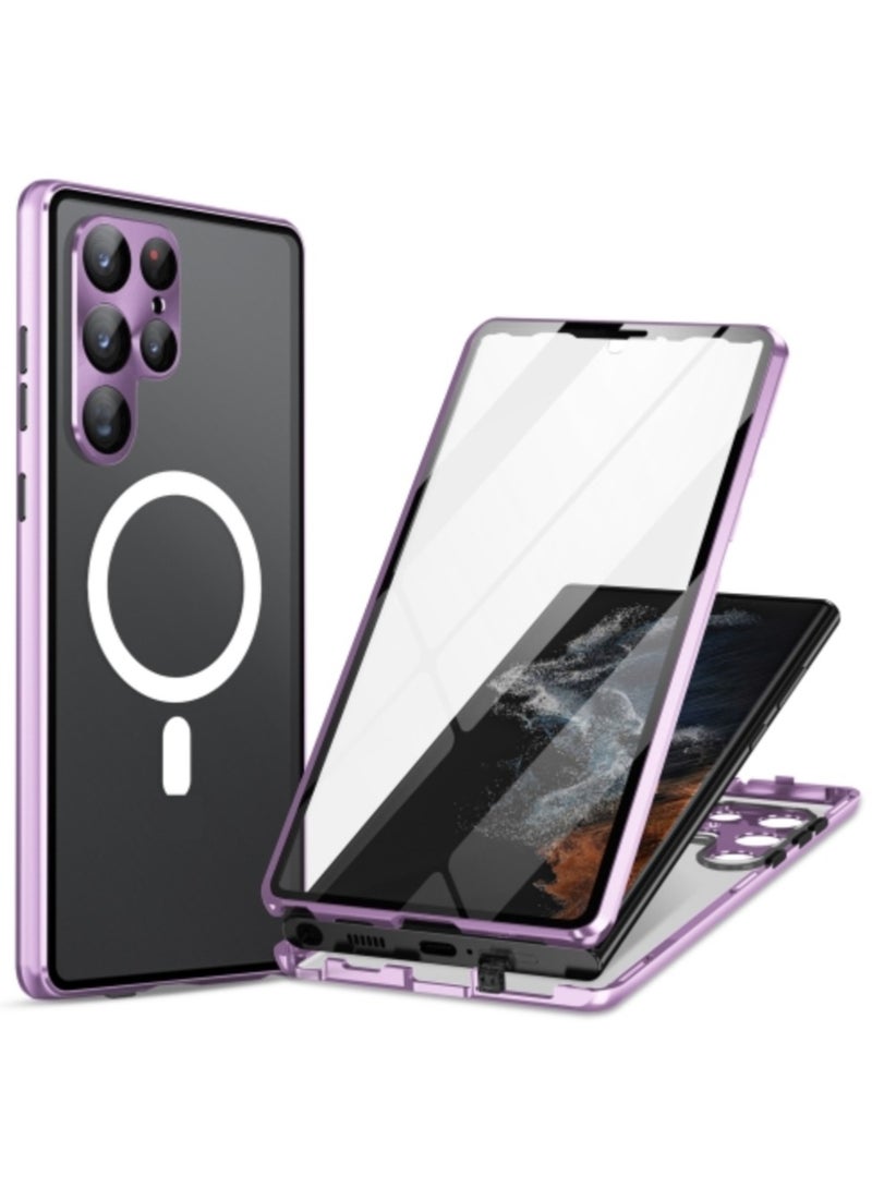 ارواق لهاتف سامسونج جالاكسي S23 الترا 5G HD غطاء كامل من الزجاج المقسى المغناطيسي المعدني - Image 1