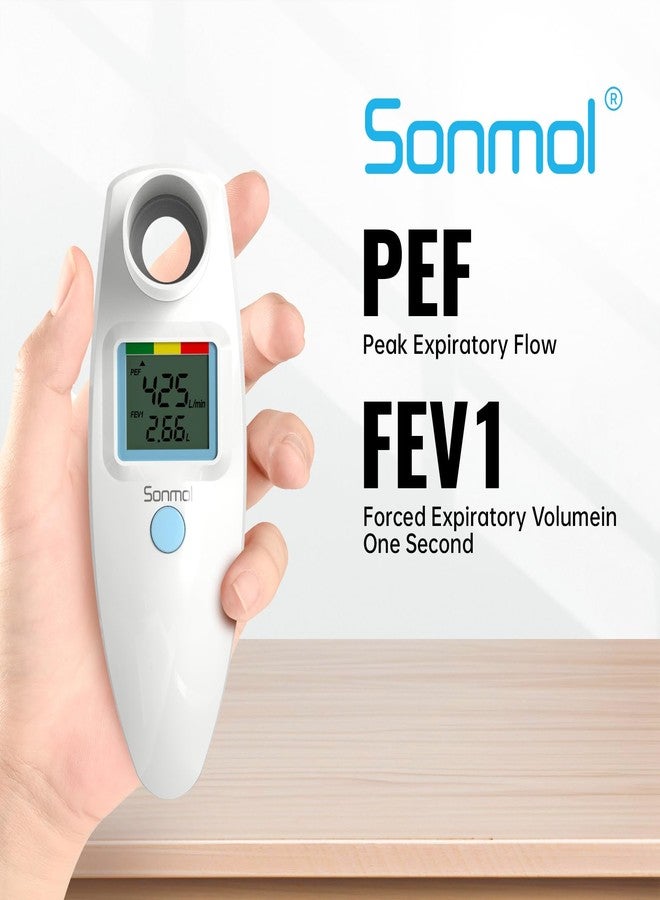 Sonmol Digital Peak Flow Meter Portable PEF Forced Expiratory Volume FEV1 Tester with Red Yellow Green Risk Indicator - Image 2