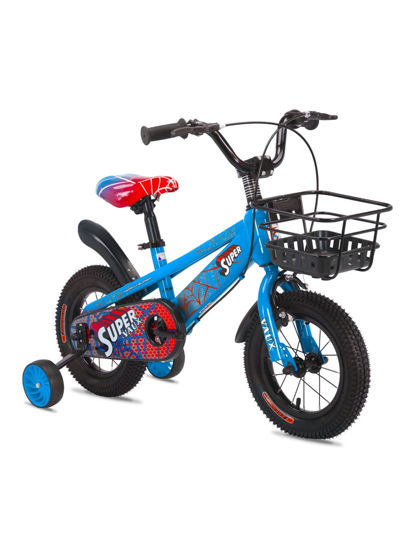 Vaux Vaux Super Kids Bike With Basket for Boys, Adjustable Seat, Handbrake, Mudguards, 14 Inch Bicycle with Training Wheels - Image 2