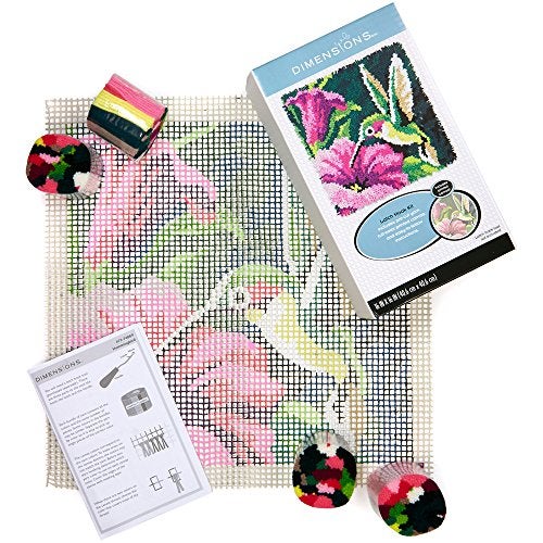 Dimensions Colorful Hummingbird Latch Hook Craft Kit, 16'' x 16'' - Image 3
