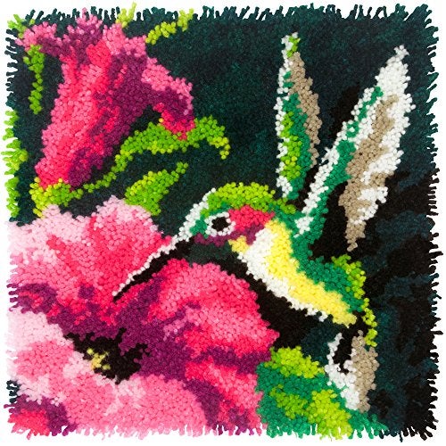 Dimensions Colorful Hummingbird Latch Hook Craft Kit, 16'' x 16'' - Image 1