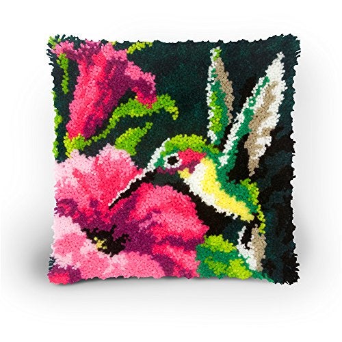 Dimensions Colorful Hummingbird Latch Hook Craft Kit, 16'' x 16'' - Image 2