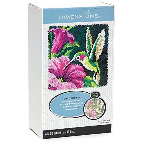 Dimensions Colorful Hummingbird Latch Hook Craft Kit, 16'' x 16'' - Image 4