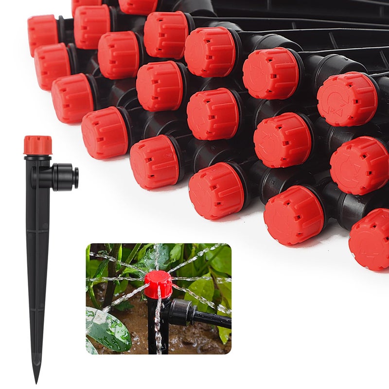 Hakioi 30 Pcs Push-to-Fit Drip Emitters for 1/4 inch Drip Irrigation Tubing,Adjustable 360 Degree Water Flow Drip Irrigation Emitters Irrigation Drip Heads Irrigation Drippers for Garden Flower Plant - Image 1