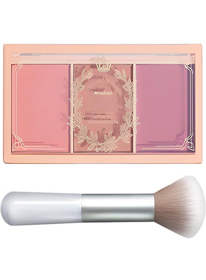 Kootinn 3 Color Matte Pink Blush Palette with Brush, Long Lasting Cheek Makeup, Light and Smooth Blush Powder for Face Beauty - Image 1