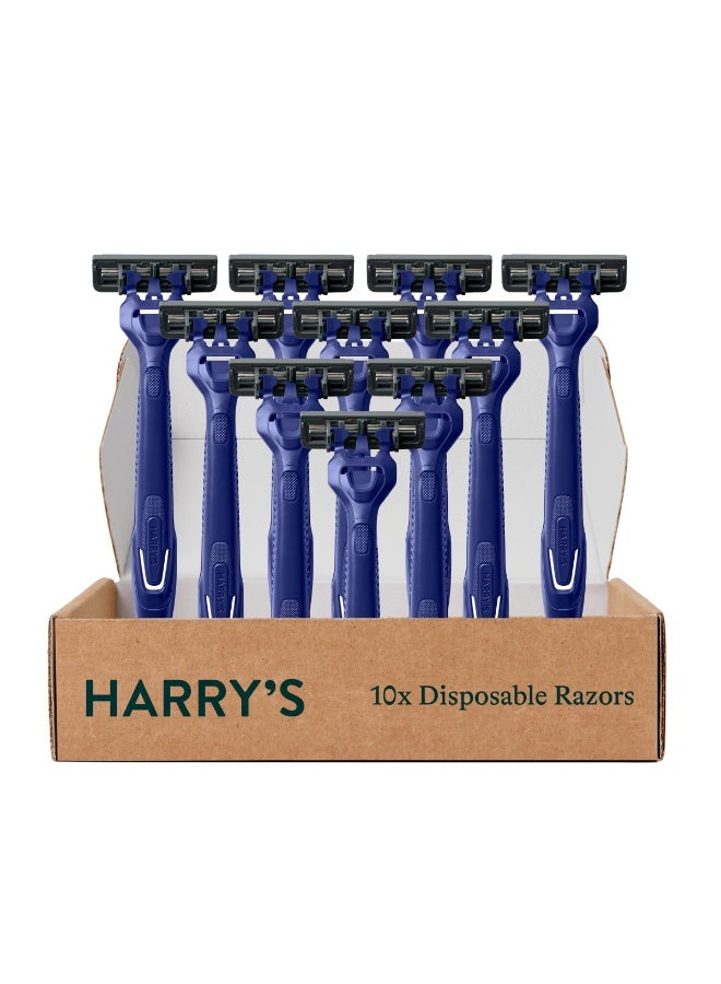 Harry's Men's Disposable Razors, 3-Blade Razors with Lubricating Strip and Pivoting Head, 10 count(Pack of 1) - Image 1
