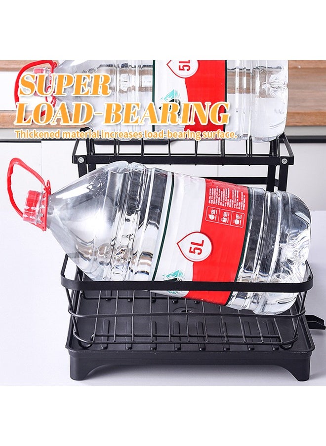 Generic - 2-Tier Dish Drying Rack with Chopstick Holder, Removable Stainless Steel Dish Drainer with Drain Pipe, Vertical Slot Design Kitchen Storage Rack - Image 1
