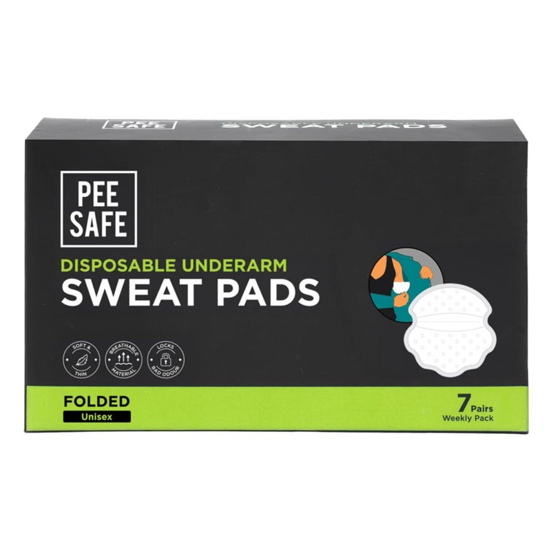 Pee Safe Disposable Underarm Sweat Pads for Men & Women | Ultra-Thin, Soft & Breathable Shields | Locks Sweat & Body Odor | Folded, Leakproof Armpit Liners | 7 Pairs Pack - Image 1