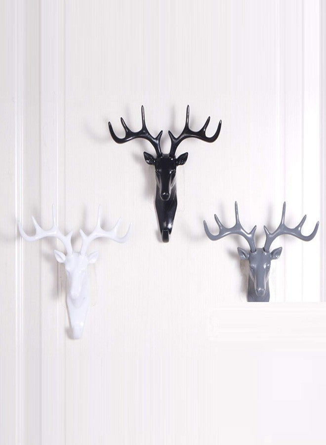 Leeonz Deer Head Self Adhesive Wall Door Hook Hanger for Bag Keys, Sticky Holder Deer Horn Wall Mounted Hanging Hook Shower Curtain Hooks for Living Room Bathroom Home Decor (Black) - Image 4