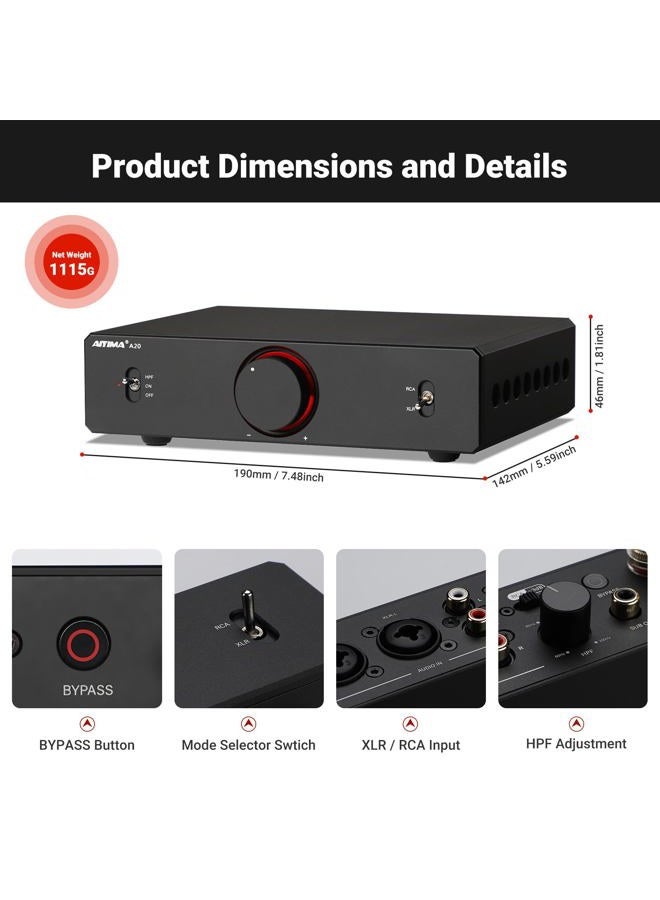 AIYIMA A20 Symmetrical Stereo Amplifier 2.0/2.1 PFFB HiFi Power Amplifier with TPA3255 Chips, Class D Amplifier for Home Theater with RCA/XLR Input and 12V Trigger - Image 3