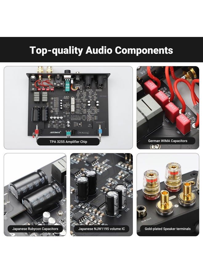 AIYIMA A20 Symmetrical Stereo Amplifier 2.0/2.1 PFFB HiFi Power Amplifier with TPA3255 Chips, Class D Amplifier for Home Theater with RCA/XLR Input and 12V Trigger - Image 4