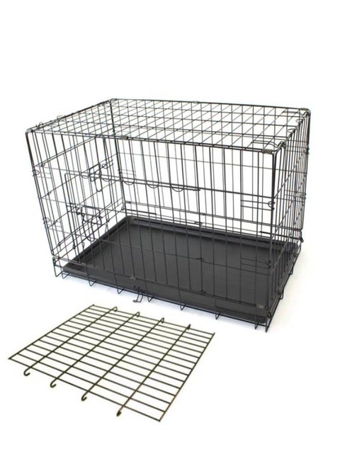 Double door foldable dog crate 86 cm