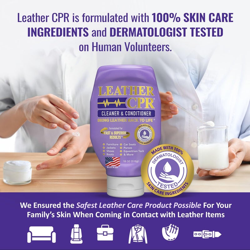 Leather CPR Cleaner & Conditioner 18oz - Cleans, Conditions, Restores & Protects Leather Furniture, Handbags, Car Seats, Interior, Jackets, Boots, Purses, Shoes, Couch, Saddles, Tack & More - Image 2