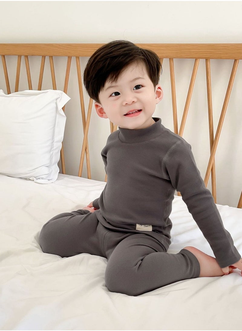 Jorunb Baby Girls Boys Thermal Underwear Set Toddler Cotton Base Layer Soft Warm Jammies Grey  - Image 1