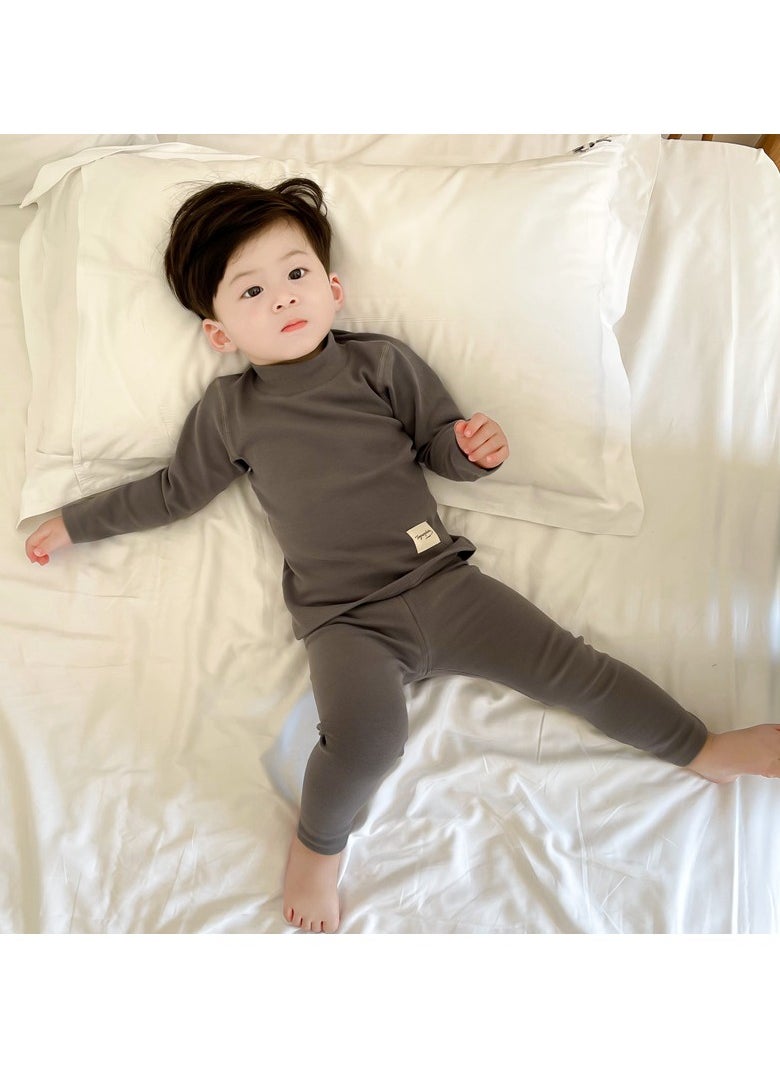 Jorunb Baby Girls Boys Thermal Underwear Set Toddler Cotton Base Layer Soft Warm Jammies Grey  - Image 2