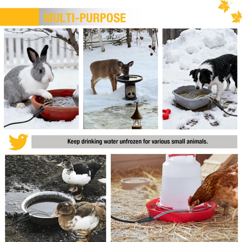 comincia Chicken Water Heater Cord â€“ Low-Watt Heated Chicken Waterer Cable for Winter, Safe Poultry Water Heating for Chickens, Ducks & Small Animals (1 Pack, Waterer Not Included) - Image 3