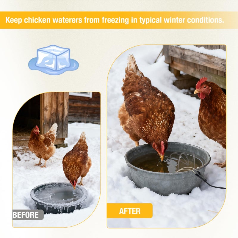comincia Chicken Water Heater Cord â€“ Low-Watt Heated Chicken Waterer Cable for Winter, Safe Poultry Water Heating for Chickens, Ducks & Small Animals (1 Pack, Waterer Not Included) - Image 4