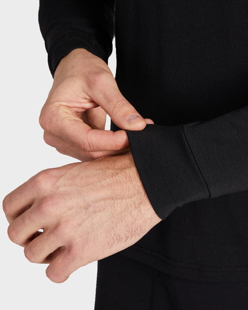 32 Degrees Men's 2-Pack Performance Lightweight Thermal Baselayer Crewneck Long Sleeve Shirt Top | Moisture Wicking | Anti Odor, Black/Black, Large - Image 5