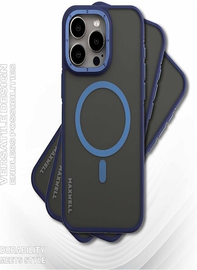 Maxwell Electronics - Maxwell Armor Soft Matte Compatible with MagSafe Case for iPhone 15 Pro - Full Protection, Drop-Proof Design, Metallic Lens Protection - Compatible with Magsafe (Blue) - Image 1